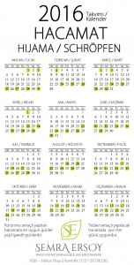 2016 Hacamat Takvimi Hijama Kalender